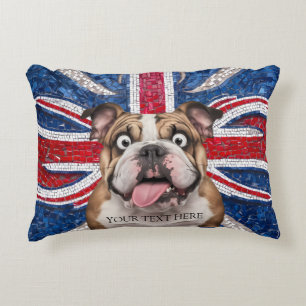 British Bulldog with Union Flag as Background Decorative Cushion