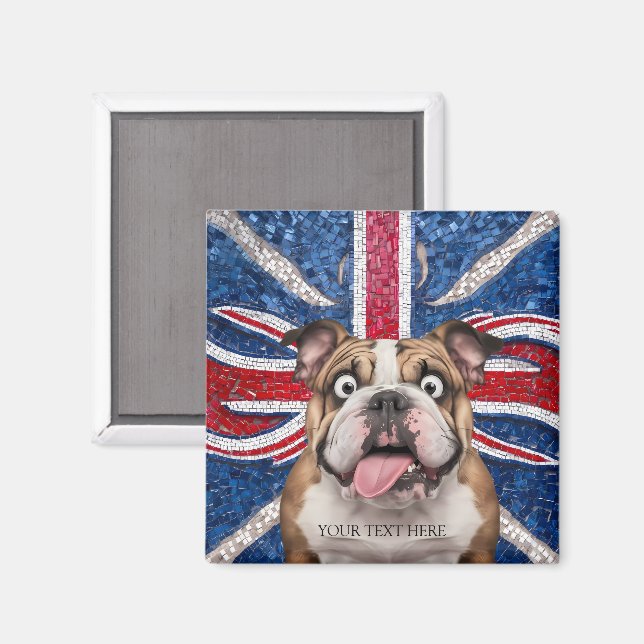British Bulldog with Union Flag as Background Magnet (Front/Back)