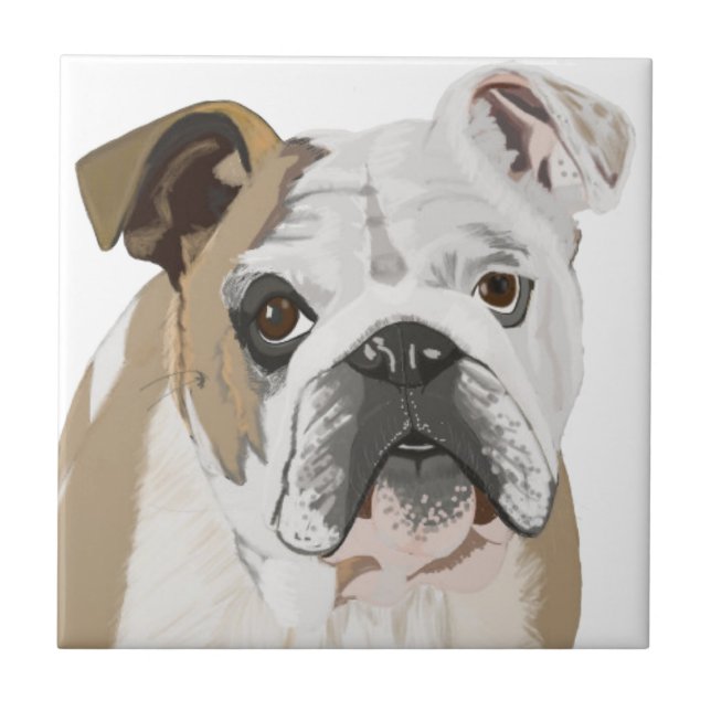 British Bulldog with Union Jack Ceramic Tile (Front)