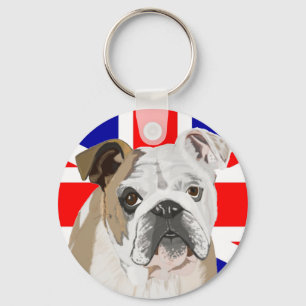 British Bulldog with Union Jack Key Ring