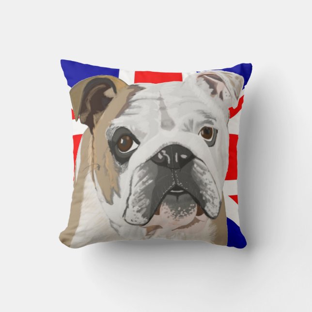 British Bulldog with Union Jack Redesigned Cushion (Front)