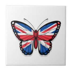 British Butterfly Flag Ceramic Tile