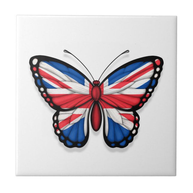 British Butterfly Flag Ceramic Tile (Front)