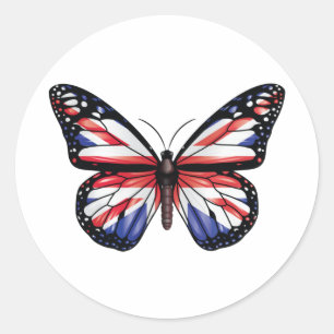 British butterfly monarch flag Tri-Blend shirt Classic Round Sticker