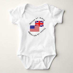 British by Birth American by Choice Black Text Baby Bodysuit