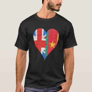 British Cameroonian Flag Heart T-Shirt