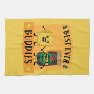 British Cheddar Cheese And Pickle lovers Tea Towel