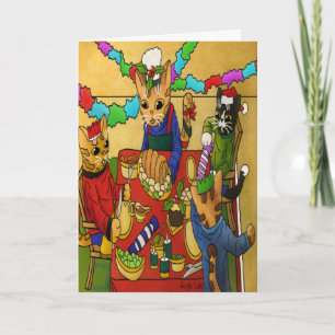 British Christmas Dinner Cats Card