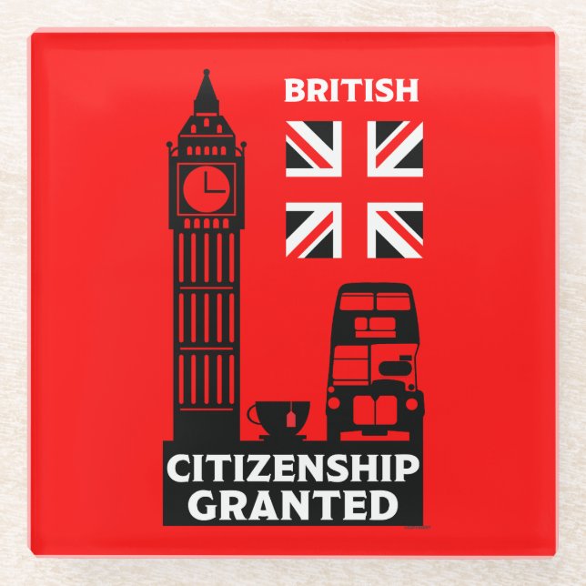 British Citizenship Gifts Glass Coaster (Front)