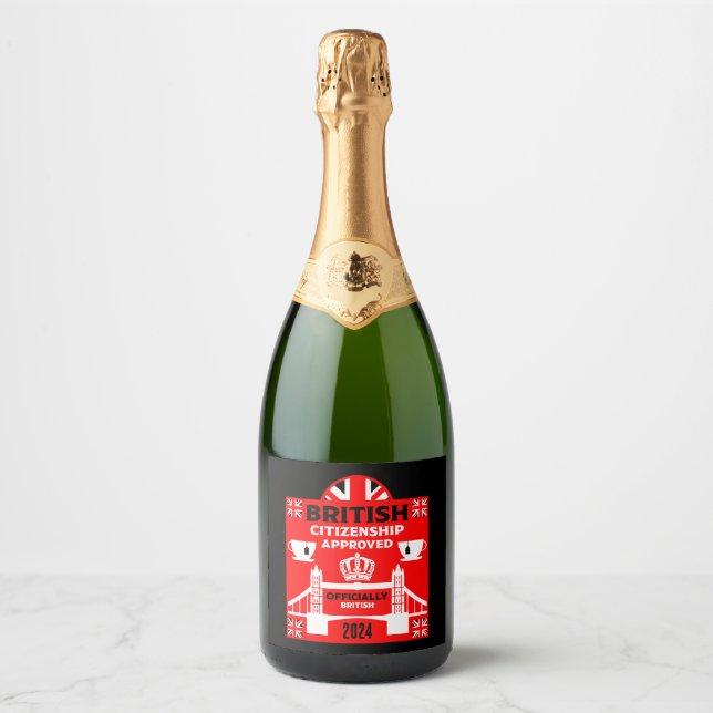 British Citizenship Gifts Sparkling Wine Label (Front)