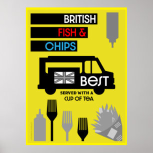 British Classic Fish And Chips Poster