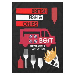 British Classic Fish And Chips Tablecloth
