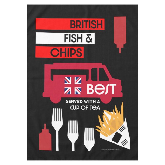 British Classic Fish And Chips      Tablecloth (Front)