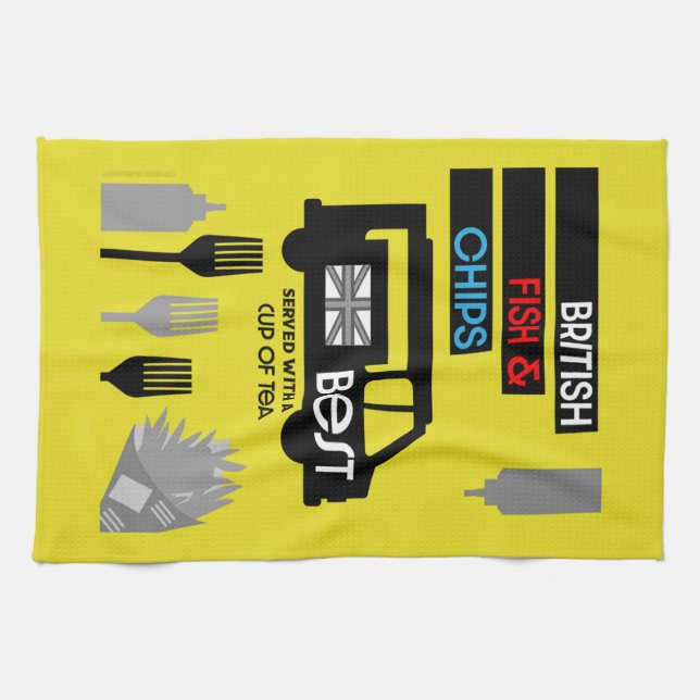 British Classic Fish And Chips   Tea Towel (Horizontal)