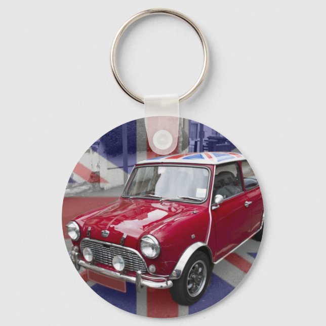 British Classic Mini car Key Ring (Front)