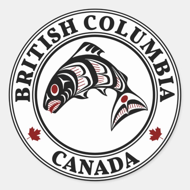 British Columbia Canada Haida art Salmon Classic Round Sticker (Front)
