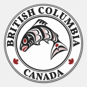 British Columbia Canada Haida art Salmon Classic Round Sticker