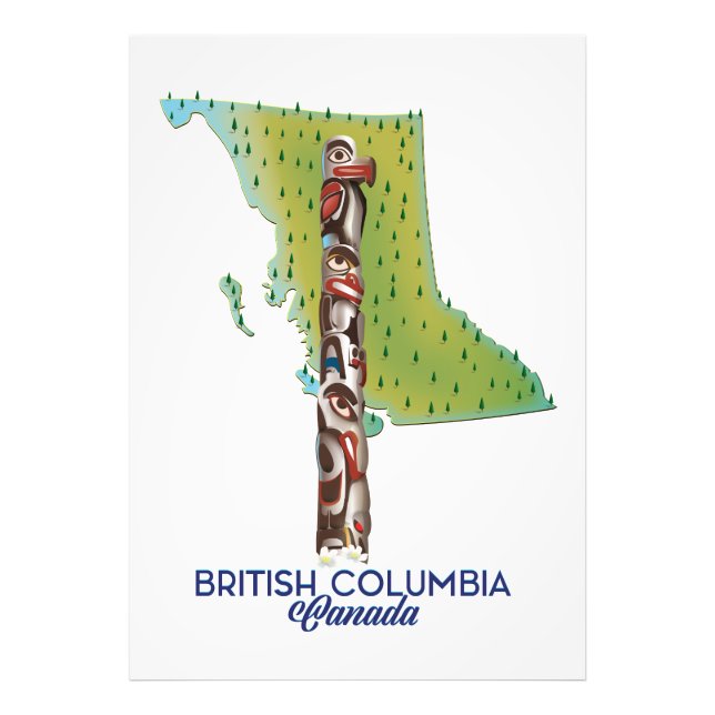 British Columbia Canada map poster. Photo Print (Front)