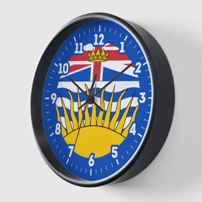 British Columbia Flag Graphic Dial Clock (Angle)