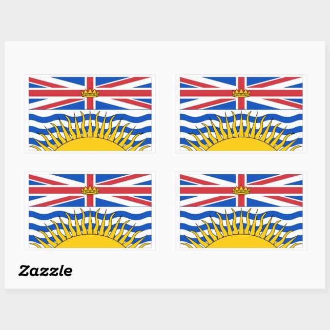 British Columbia Flags Graphic Rectangular Sticker (Sheet)