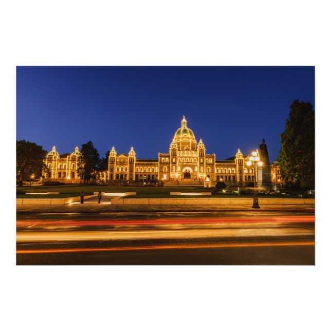 British Columbia Parliament Buildings At Night Photo Print (Front)