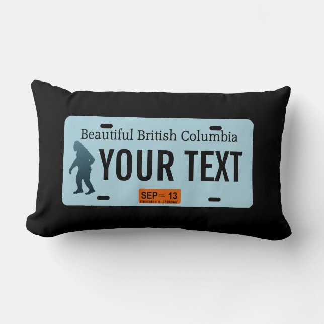 British Columbia Sasquatch License Plate Lumbar Cushion (Front)