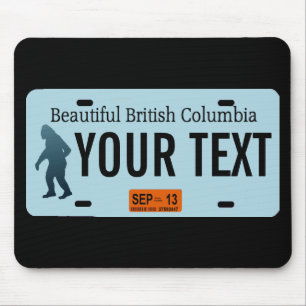 British Columbia Sasquatch License Plate Mouse Pad