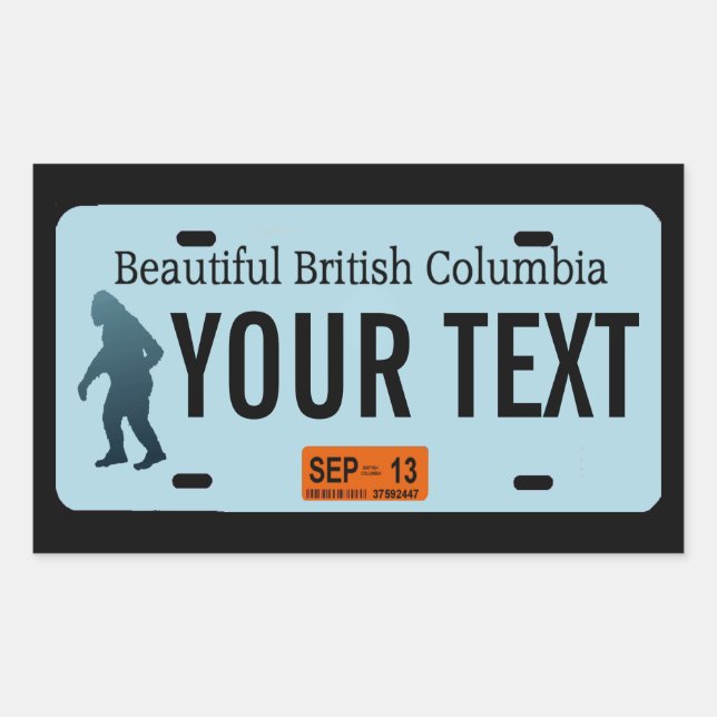 British Columbia Sasquatch License Plate Rectangular Sticker (Front)