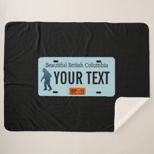 British Columbia Sasquatch License Plate Sherpa Blanket