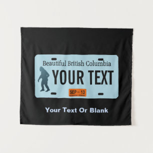 British Columbia Sasquatch License Plate Tapestry