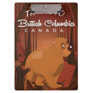 British Columbia vintage cartoon travel poster. Clipboard