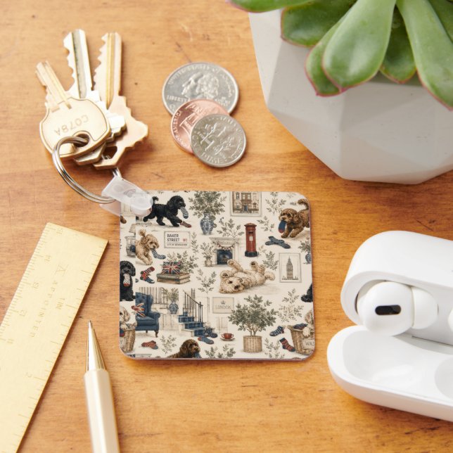 British Cottagecore Dog  Key Ring (Desk)