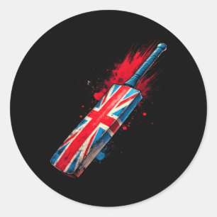 British Cricket T Union Jack Classic Round Sticker