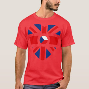 British Czech Multinational Patriot Flag Heart T-Shirt