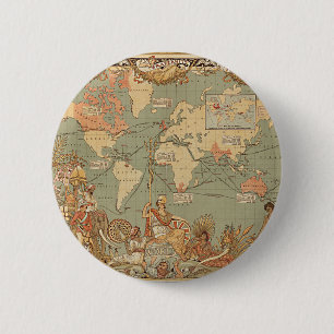 British Empire Vintage Victorian World Map 6 Cm Round Badge