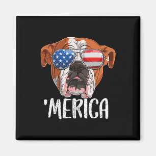 British English Bulldog Dog 4th Of July American F Magnet
