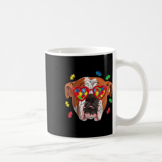British English Bulldog Dog Puzzle Gles Awareness  Coffee Mug (Right)