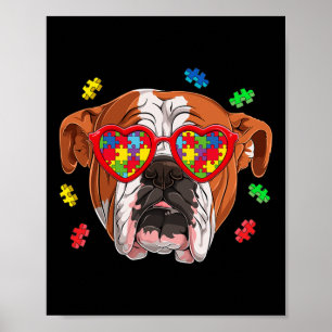 British English Bulldog Dog Puzzle Gles Awareness  Poster