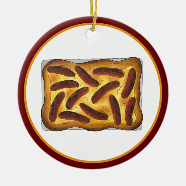 British English Food Toad in the Hole Sausages Ceramic Ornament (Front)