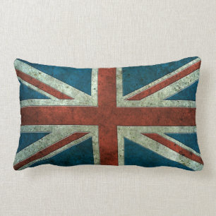 British Flag Aged Steel Effect Lumbar Cushion