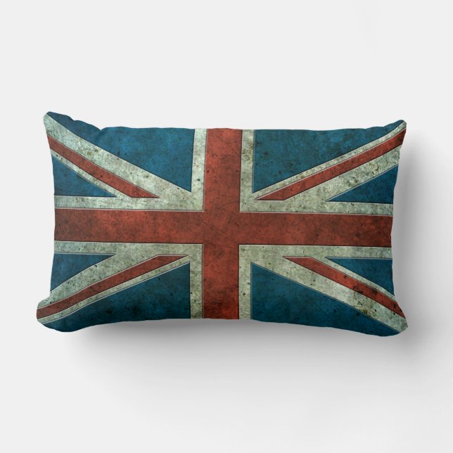 British Flag Aged Steel Effect Lumbar Cushion (Front)