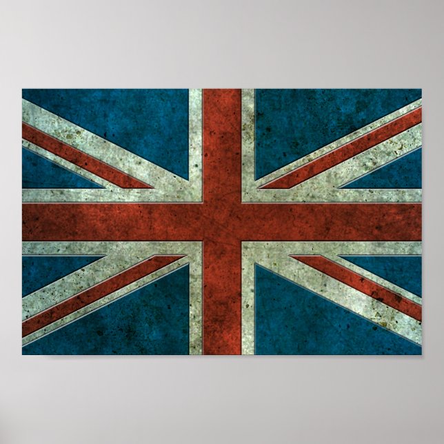 British Flag Aged Steel Effect Poster (Front)