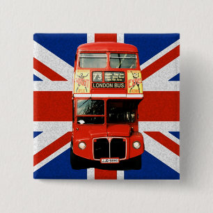 British Flag and London Bus Button