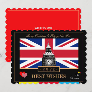 British Flag & Big Ben 2027 Happy New Year UK Holiday Card
