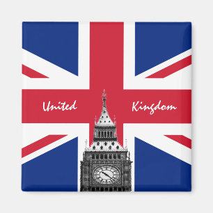 British Flag & Big Ben - London, England travel UK Magnet