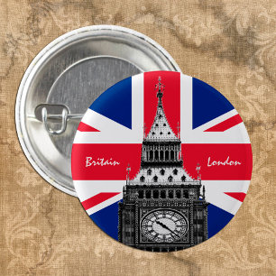 British Flag & Big Ben - London, UK /sports fans 3 Cm Round Badge