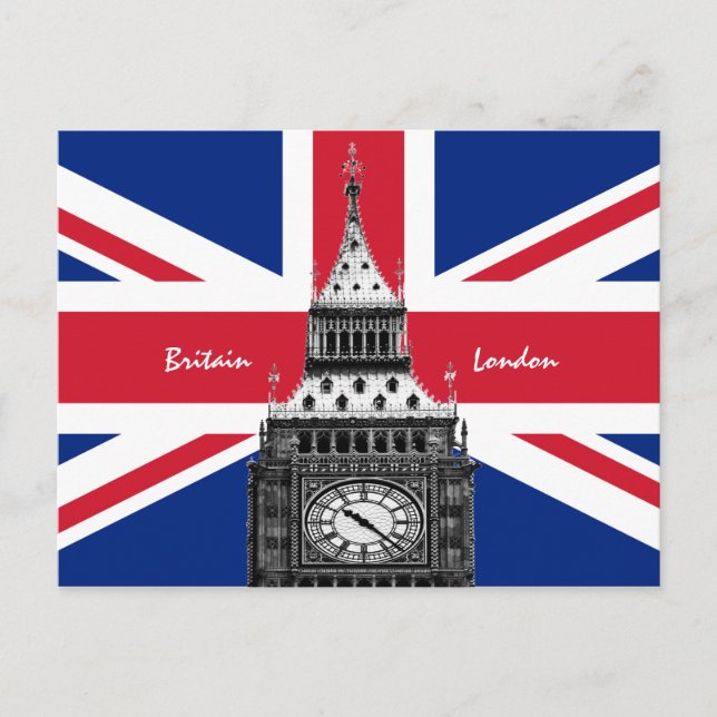 British Flag & Big Ben - London, UK /sports fans Postcard (Front)