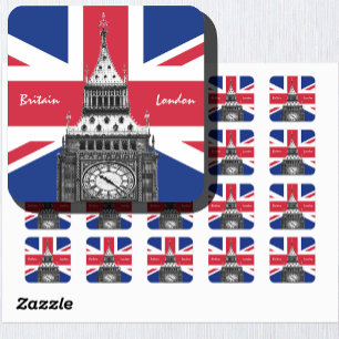 British Flag & Big Ben - London, UK /sports fans Square Sticker