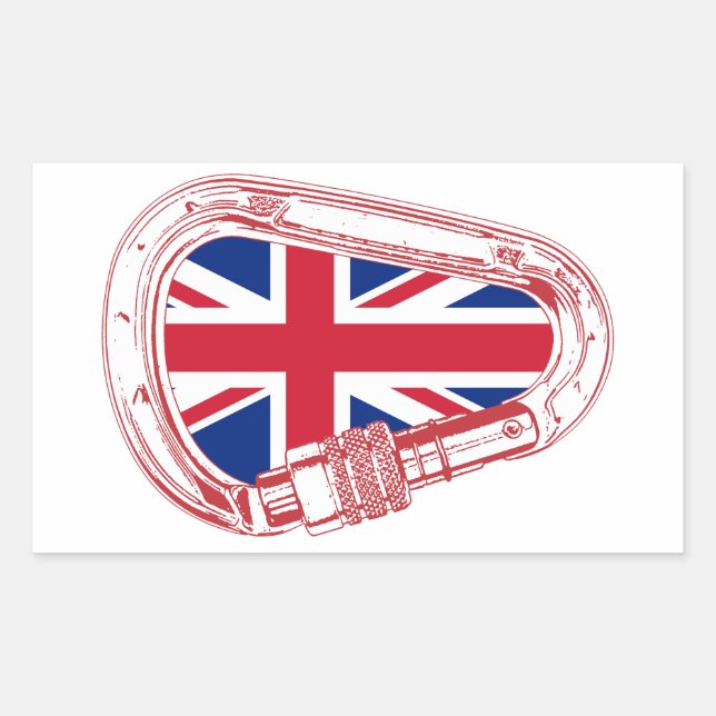 British Flag Climbing Carabiner Rectangular Sticker (Front)