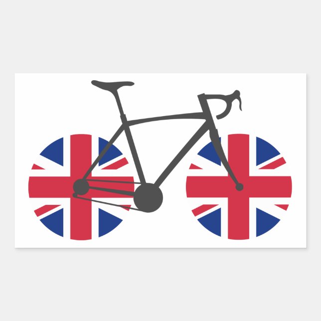 British Flag Cycling Rectangular Sticker (Front)